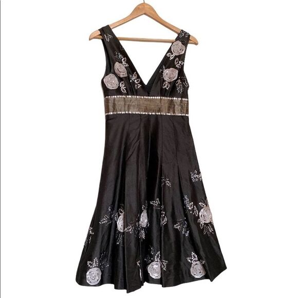 Tibi Green Tag Sequined Floral Silk Dress - Picture 1 of 6